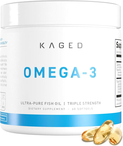 Kaged Omega 3 Fish Oil Supplement | 3000mg Omega 3 Fatty Acid with EPA & DHA | Ultra-Pure | No Fish Burps | 60 Pills