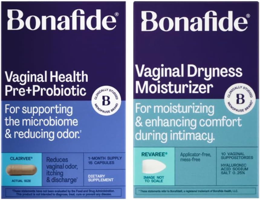 Bonafide Clairvee + Revaree – Hormone-Free, Drug-Free Relief from Odor, Vaginal Itching and Discharge + Vaginal Moisturizer with Hyaluronic Acid – 1 Month Supply