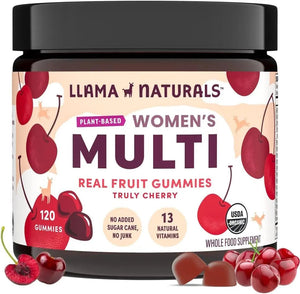 Llama Naturals Multivitamin for Women, Vegan, Organic Gummies with Vitamin D, C and K, Women's Real Fruit Gummy Vitamins Llama Naturals