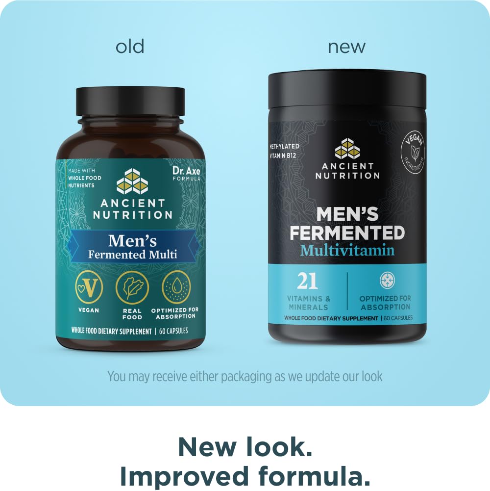Ancient Nutrition Multivitamin for Men, Men's Fermented Multivitamin with Methylated Vitamin A, C, D, E, K, Zinc & Magnesium, Immune Support, Vegan, 60 Ct Ancient Nutrition buy supplements Au