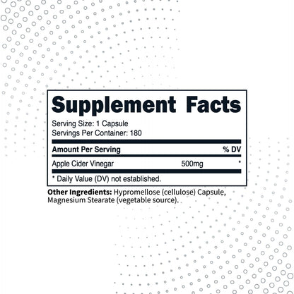 Type Zero Apple Cider Vinegar Capsules (500mg) 180 Capsules, Gluten-Free | GMO-Free Supplement