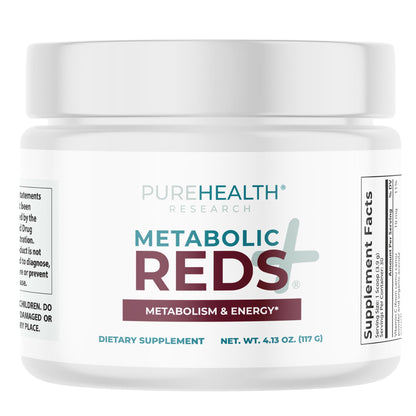 PUREHEALTH RESEARCH Metabolic Reds - Organic Superfood Powder Supplement - Fruit, Veggie, Adaptogenic, Probiotic Blends & More - for Metabolism & Energy Support