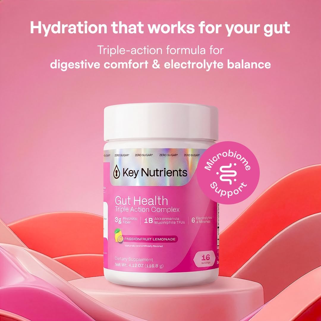 KEY NUTRIENTS Hydration Bundle, Lemonade Electrolytes Powder 90 Servings + Gut Health Electrolytes Powder Passionfruit Lemonade 16 Servings, Sugar Free Drink Mix with Prebiotic Fiber, Vitamins & Miner