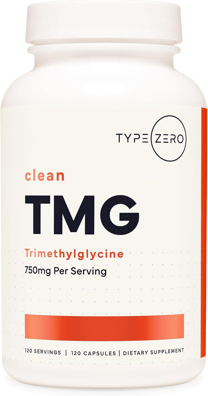 Type Zero Clean TMG (Trimethylglycine) 750mg, 120 Capsules, Gluten Free | GMO-Free
