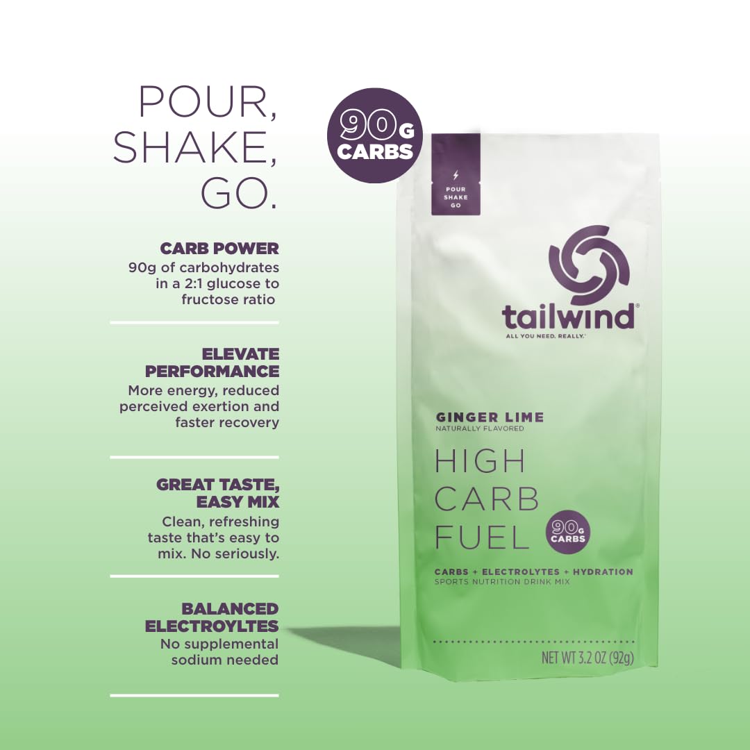 Tailwind Nutrition High Carb Fuel, Energy Drink Powder with Electrolytes, Free of Soy, Dairy, and Gluten, Vegan-Friendly, Lemonade, 16-Serving Pack