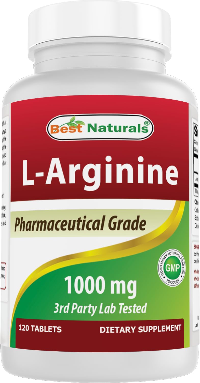 (New Improved Formula) Best Naturals L-Arginine 1000 mg 120 Tablets - Grade L Arginine Supplement