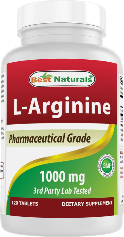 (New Improved Formula) Best Naturals L-Arginine 1000 mg 120 Tablets - Grade L Arginine Supplement