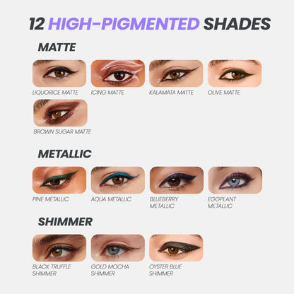 Wonderskin Eyeliner Pencil, 1440 Longwear Brown Glitter Eyeliner Pencil - Waterproof, Sharpenable & Smudge Proof (Gold Mocha)