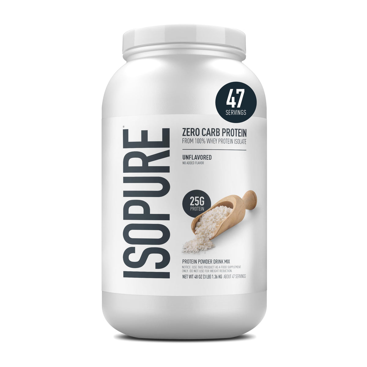 Suplement ​Isopure Zero Carb 100% Pure Whey Isolate Protein Powder, Gluten Free, with Vitamins, Unflavored, 25g Protein Per Serving, 1 Lb, 16 Servings (Packaging May Vary) - VelvetGlow USA