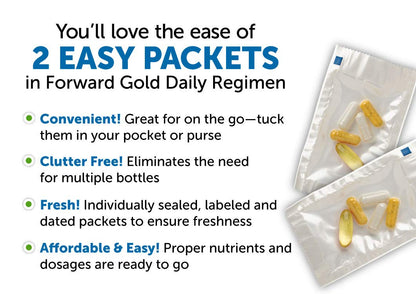 Dr. Whitaker's Forward Gold Daily Regimen Multi-Nutrient Vitamin Supplement for Adults 65+, 60 Packets (30-Day Supply)
