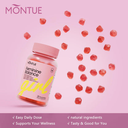 Montue Premium Diamond Feminine Balance Gummies-pH Balance with Prebiotics & Lactobacillus Probiotic Blend&Hawaiian Pineapple Immune Support,Vegan& Non-GMO（30 Gummies） Montue buy supplements Au