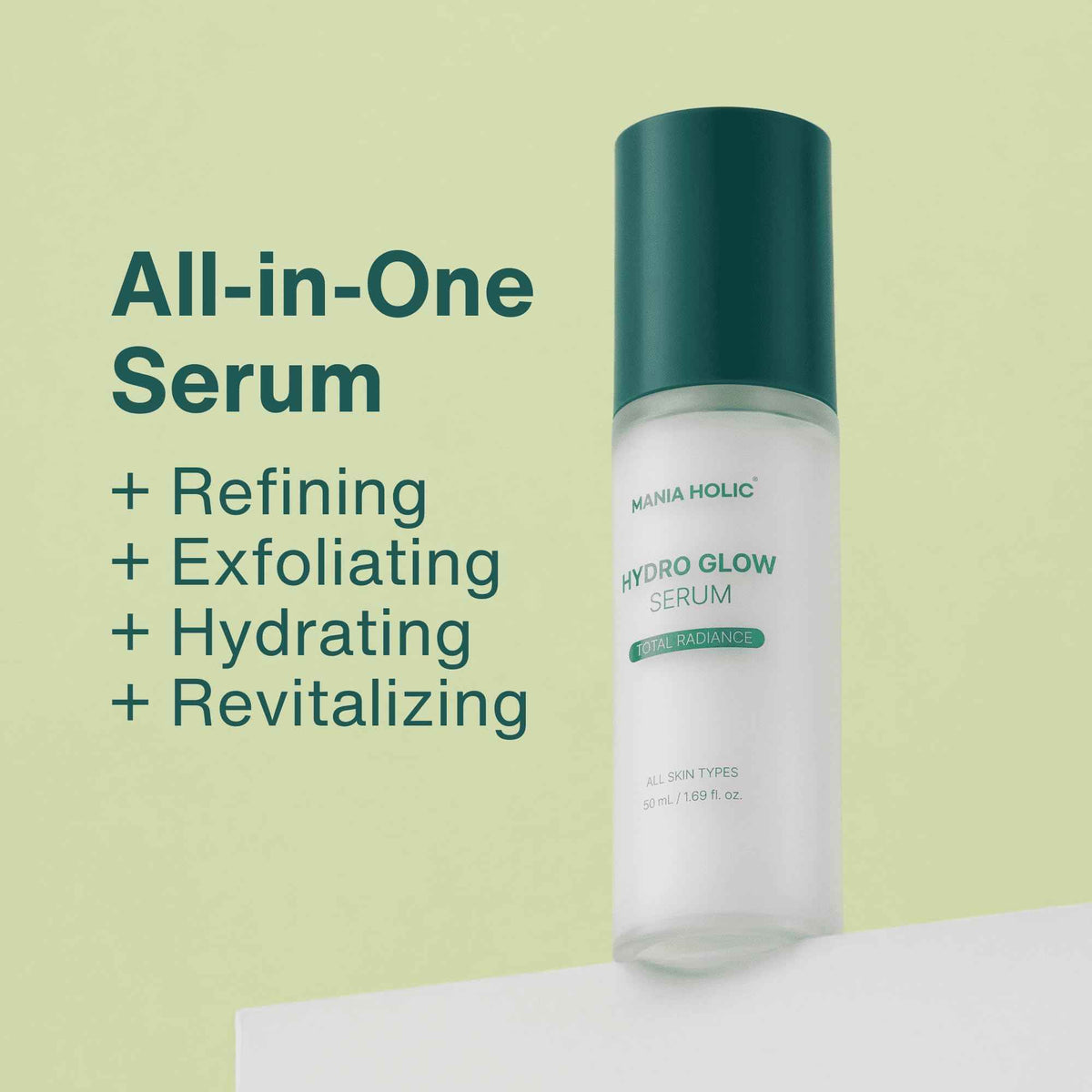 MANIA HOLIC Hydro Glow Serum, Hydrating Facial Serum for Smoother Skin, Made with 10 Hyaluronic Acids, Vitamins B,C, E, & Ceramides, Lightweight and Non-Greasy