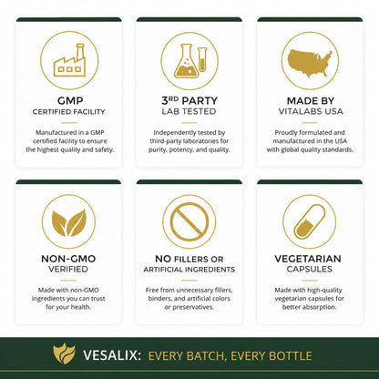 VESALIX Liver Support | 6-in-1 Liver & Digestive Support Formula | Solarplast®, Milk Thistle, Artichoke & Dandelion | Third-Party Tested