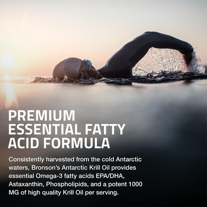 Bronson Antarctic Krill Oil 1000 mg with Omega-3s EPA, DHA, Astaxanthin and Phospholipids 120 Softgels