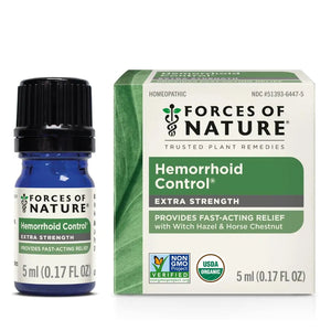 Forces of Nature Hemorrhoid Control Extra Strength, Organic Homeopathic Medicine with Witch Hazel, Horse Chestnut, and Soothing Essential Oils for Itching, Swelling & Discomfort, 5ml (0.17 fl oz) Forces of NatureBuy Supplements Australia