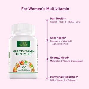 Methylated Multivitamin for Women, 30-in-1 Nutrients Formula with Inositol, CoQ10, Biotin, Zinc for Hair Health Support, Resveratrol, Vitamin C, Alpha Lipoic Acid for Skin Health Support, 60 Capsules SimlikeBuy Supplements Australia
