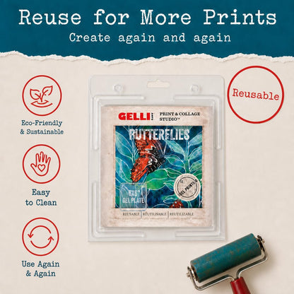 Gelli Arts Gel Printing Plate – Reusable Gel Printing Plate, Printmaking Supplies, Monoprinting at Home, Arts and Crafts – Easy Cleaning & Storage – Made in the USA – 6" x 6" – Blush Bloom