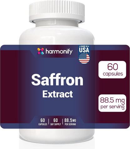 Saffron Supplements 88.5mg – Mood, Eye & Appetite Support – 60 Capsules | Natural Saffron Supplement from Crocus Sativus L. | Non-GMO, Vegan-Friendly