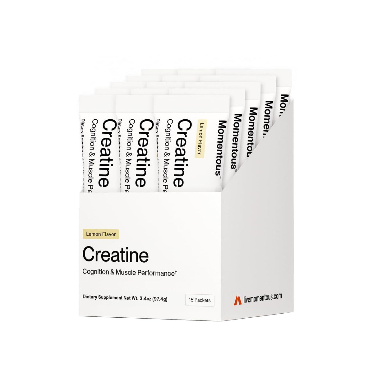 Suplement ​Momentous Creatine Lemon Monohydrate Powder - Creatine Powder - Supports Strength, Lean Muscle, & Recovery for Men & Women - NSF Certified for Sport - 6.49 g per Serving - 15 Servings - VelvetGlow USA