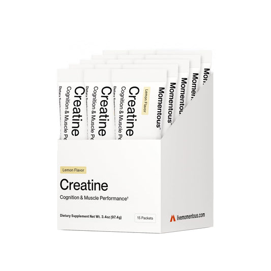 Momentous Creatine Lemon Monohydrate Powder - Creatine Powder - Supports Strength, Lean Muscle, & Recovery for Men & Women - NSF Certified for Sport - 6.49 g per Serving - 15 Servings