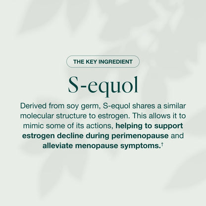 EQUELLE Multi-Symptom Perimenopause & Menopause Relief Relief from Hot Flashes, Muscle Aches & Supports More Sleep. Hormone-Free, Plant-Based S-Equol – 1 Month Supply (60 Tablets)