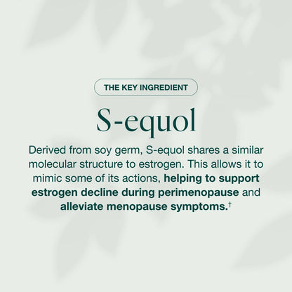 EQUELLE Multi-Symptom Perimenopause & Menopause Relief Relief from Hot Flashes, Muscle Aches & Supports More Sleep. Hormone-Free, Plant-Based S-Equol – 1 Month Supply (60 Tablets)