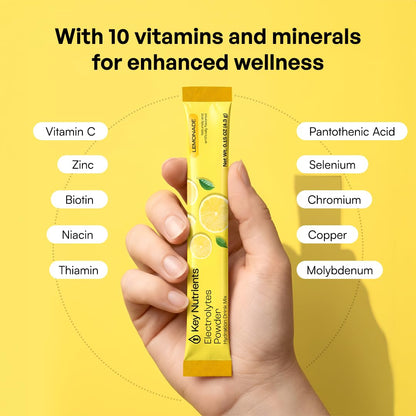 KEY NUTRIENTS Potassium Multivitamin Electrolytes Powder, Lemonade, 90 Serv