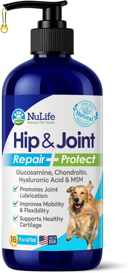 Liquid Glucosamine for Dogs - Advanced Joint Supplement for Dogs Ages with Chondroitin, MSM & Hyaluronic Acid - Repairs & Protects Joints, Supports Mobility & Pain Relief - 16oz