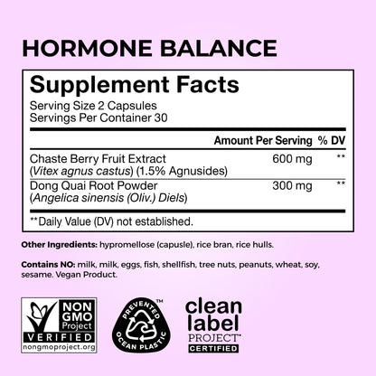 HUM Hormone Balance Supplement Chasteberry & Dong Quai, Women, 60 Count