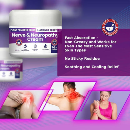 Nerve and Neuropathy Cream – Plant Powered Relief for Foot, Hands, Legs, Toes Includes 7grams of L’Arginine; Vitamin B6, Arnica, Aloe -2.82oz