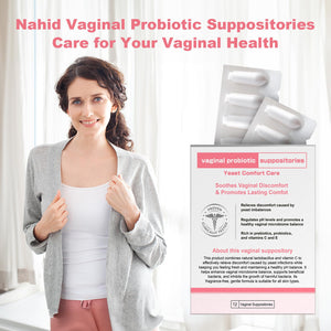 Nahid Vaginal probiotic Suppository, hyaluronic Acid Suppositories, Vaginal moisturizer, PH Balance, Restores Healthy Vaginal Odor, Yeast Comfort Care (12 Inserts) Nahid buy supplements Au