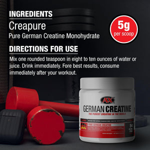 German Creatine - Micronized Creatine Monohydrate Powder, 99.99% Pure Creapure for Muscle Growth, Strength & Performance, Supports Muscle Recovery, 3rd Party Tested, Unflavored - 270g (54 Servings) German Creatine buy supplements Au