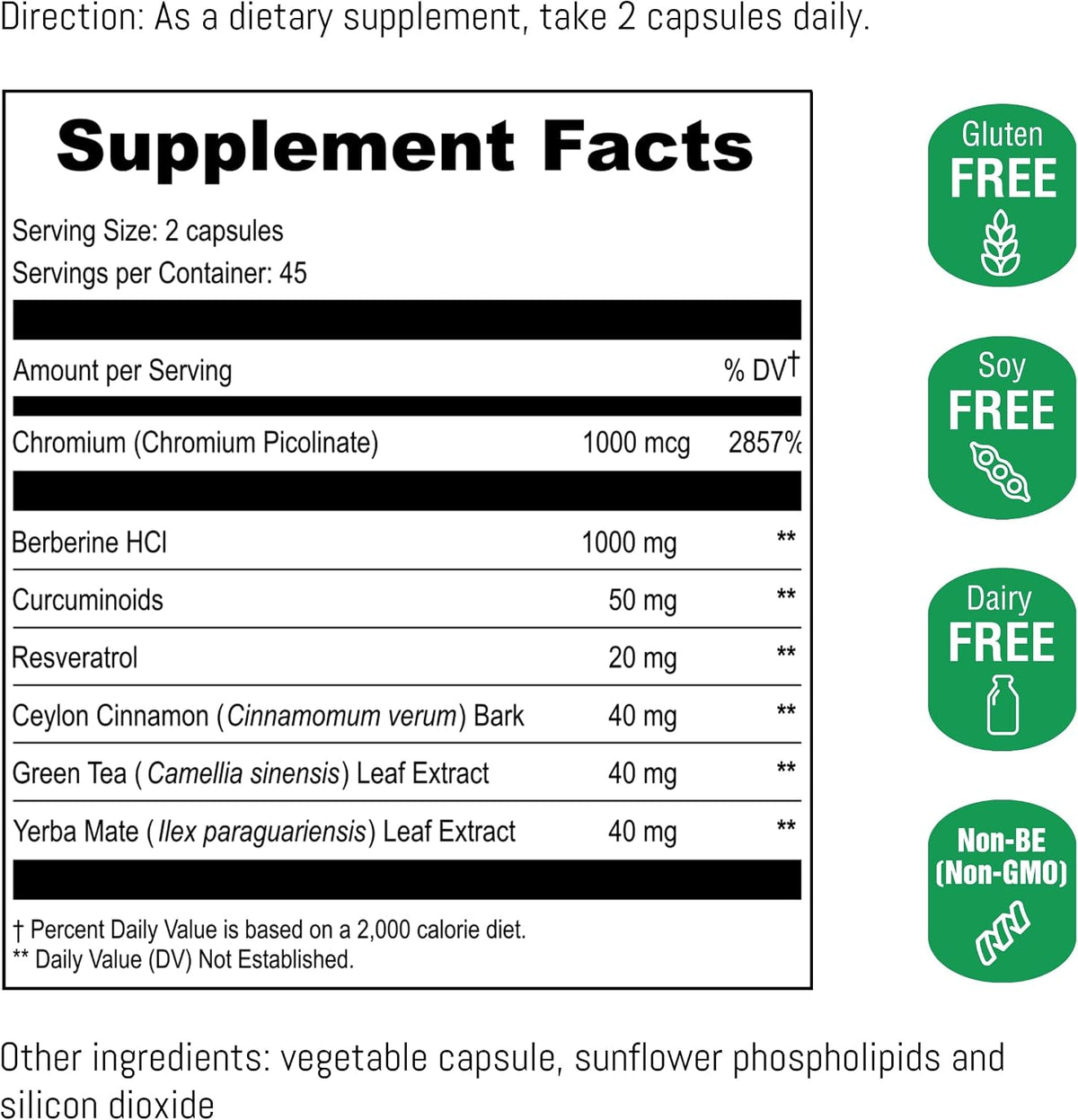 UpNourish Liposomal Berberine Supplement - Advanced Berberine HCl 1000mg Plus Ceylon Cinnamon, Chromium Picolinate, Curcuminoids, Resveratrol, Green Tea and Yerba Mate - 90 Vegan Capsules