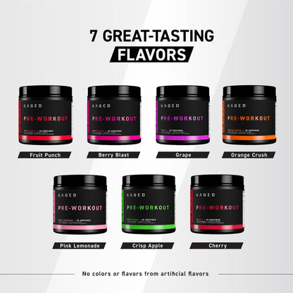 Kaged Original Pre Workout Powder | Fruit Punch | Pre-Workout with Creatine, Beta Alanine, L-Citrulline, BCAAs | 274 mg Caffeine | Pre Supplements for Men & Women | 20 Servings