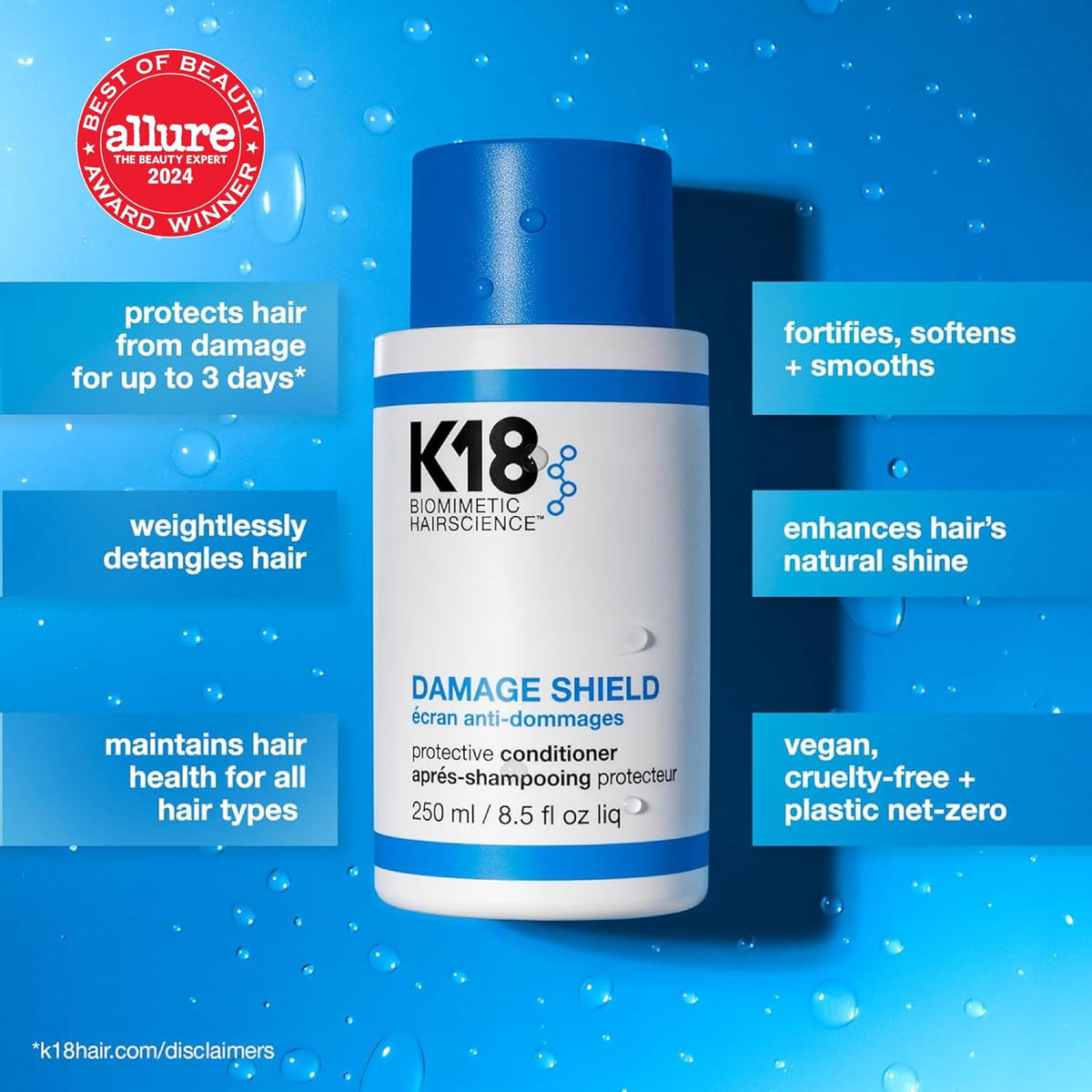 K18 Damage Control Trio, Damage Shield Shampoo + Conditioner + 4-Minute Molecular Repair Hair Mask, Lasting Damage Repair, Color-Safe Shampoo