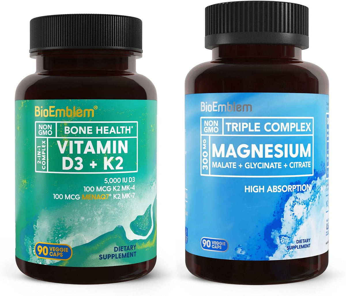 BioEmblem Triple Magnesium Complex Pair with Vitamin D3 K2