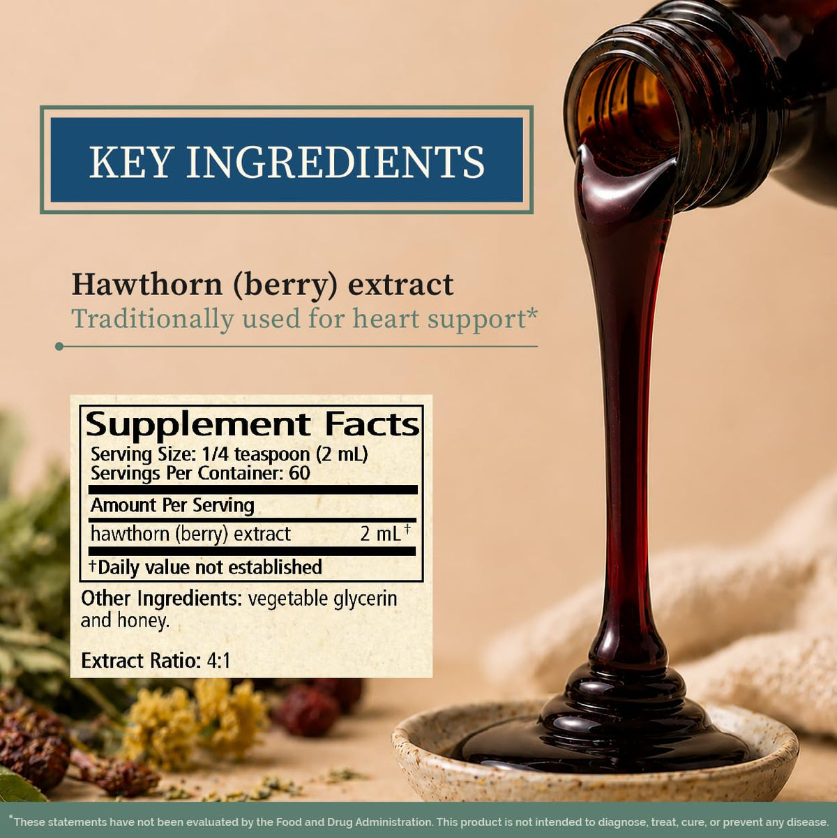 Suplement ​Wise Woman Herbals Hawthorn Botanical Syrup, Alcohol-Free Hawthorn Berry Solid Extract 4:1, Promotes Healthy Circulation, Antioxidant Protection, Herbal Cardiovascular Support, 4 Fl Oz - VelvetGlow USA