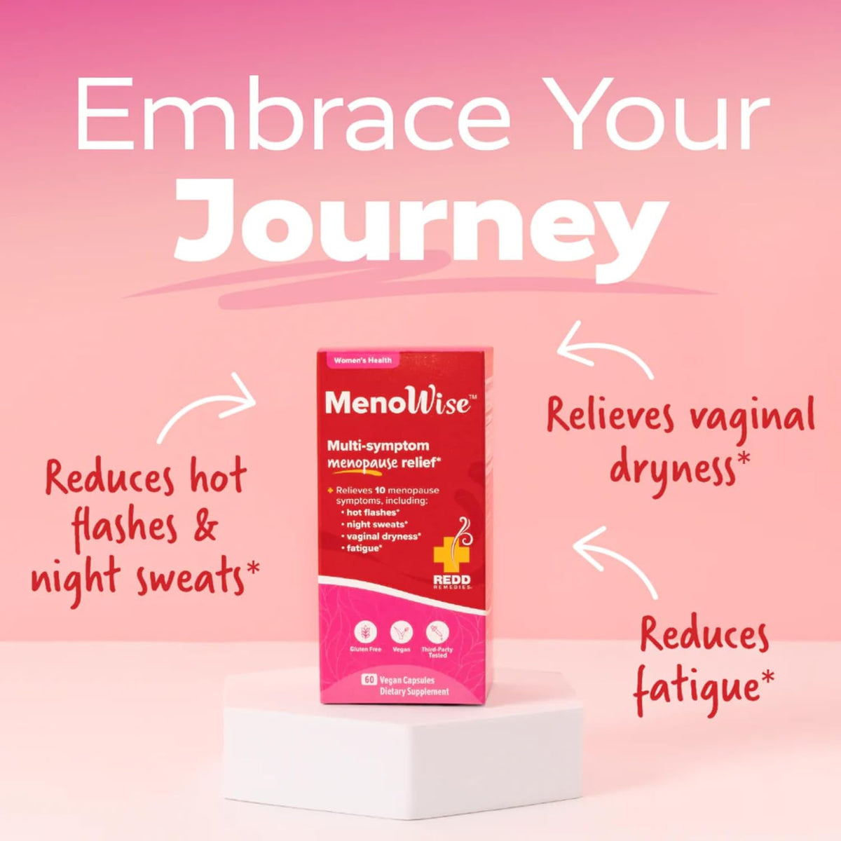 Redd Remedies, MenoWise, Relieves Symptoms, Including Hot Flashes, Night Sweats, Vaginal Dryness, and More, 60 Vegan Capsules