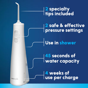 Suplement ​Waterpik Cordless Pulse 3100 Rechargeable Portable Water Flosser for Teeth, Gums, Braces Care and Travel with 2 Flossing Tips, Waterproof for Shower Use - VelvetGlow USA