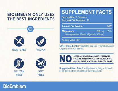 BioEmblem Triple Magnesium Complex and Antarctic Krill Oil, Supports Sleep and Brain Health, Heart and Joint Health, Promotes Cardiovascular Health, and Supports Relaxation