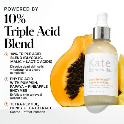 Kate Somerville Liquid ExfoliKate – Triple Acid Resurfacing Treatment, Clinically Formulated AHA Overnight Facial Exfoliator,