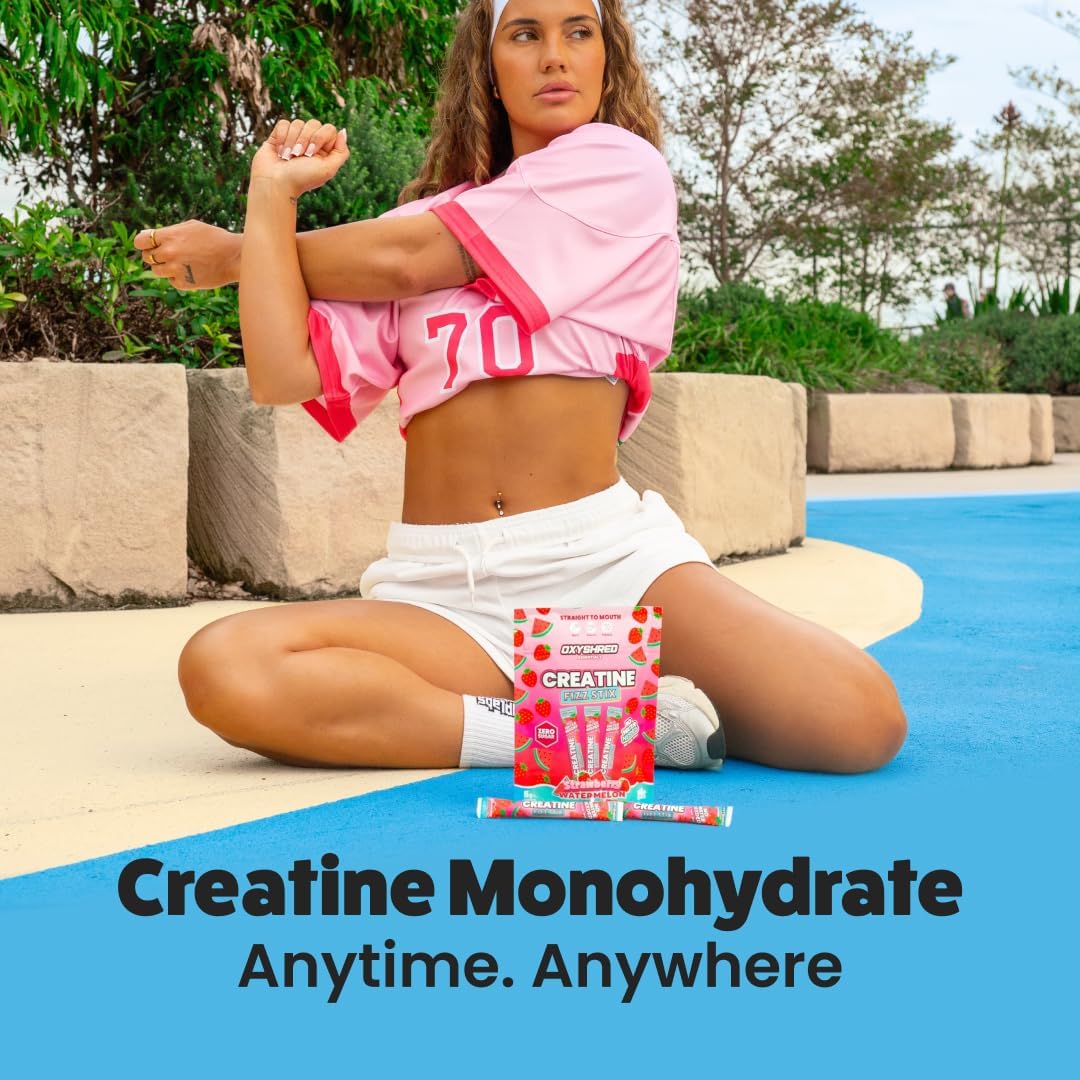 EHP Labs OxyShred Creatine Monohydrate Fizz Sticks, Cherry Slushie, 15 Pack | 5g Micronized Creatine Per Stick. No Water Needed, Zero Sugar, Vegan & Gluten Free. Single Serve On The Go.