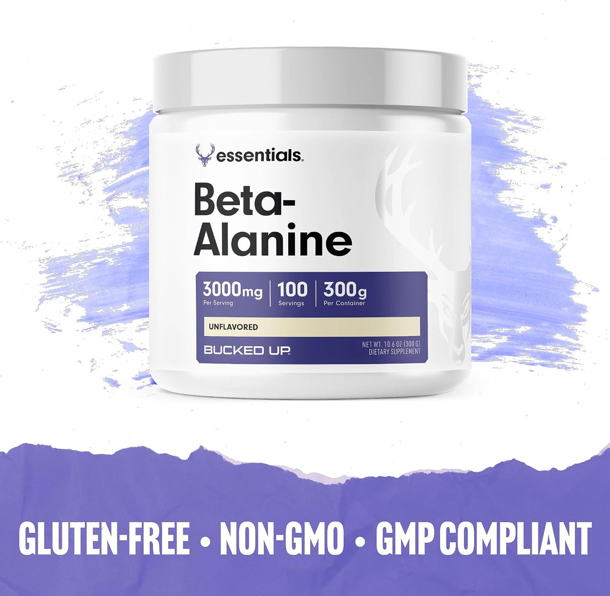 Bucked Up Beta Alanine 300mg Powder, Non-GMO, Gluten-Free, Unflavored (100 Servings)