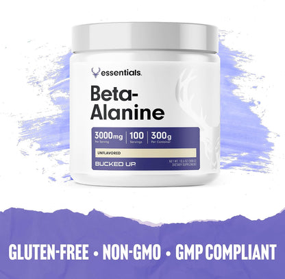 Bucked Up Beta Alanine 300mg Powder, Non-GMO, Gluten-Free, Unflavored (100 Servings)