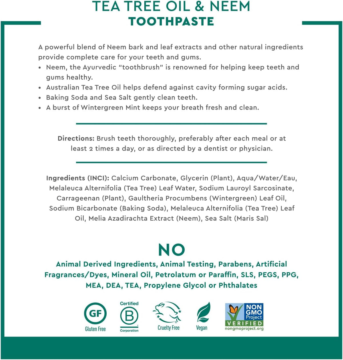 Desert Essence Tea Tree Oil and Neem Toothpaste, Wintergreen, 6.25 oz