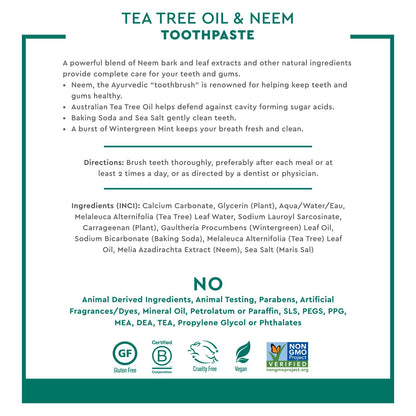 Desert Essence Tea Tree Oil Mint Toothpaste, Fluoride Free, 6.25 oz