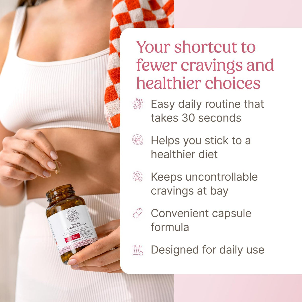 Happy Mammoth Ultimate Cravings Control – Sugar & Carb Cravings Support, Chromium, Natural Appetite Management & Metabolism Supplement for Adults, Non-GMO, No Gluten, Dairy, Soy or Sugar, 48 Capsules
