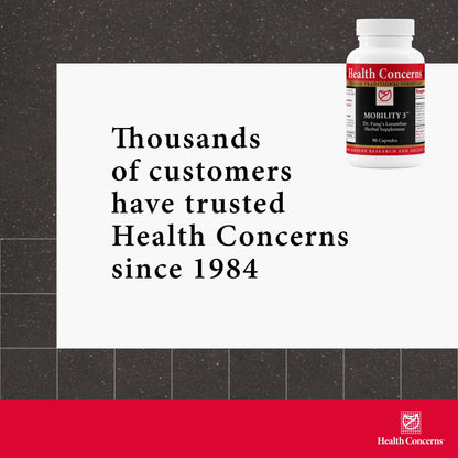 Health Concerns Mobility 3 – Joint & Muscle Support – Herbal Stiffness Supplement for Men & Women – Dong Quai, Ginseng, Fo-Ti, Loranthus & Ginger Formula – Chinese Support – 90 Capsules Health ConcernsBuy Supplements Australia