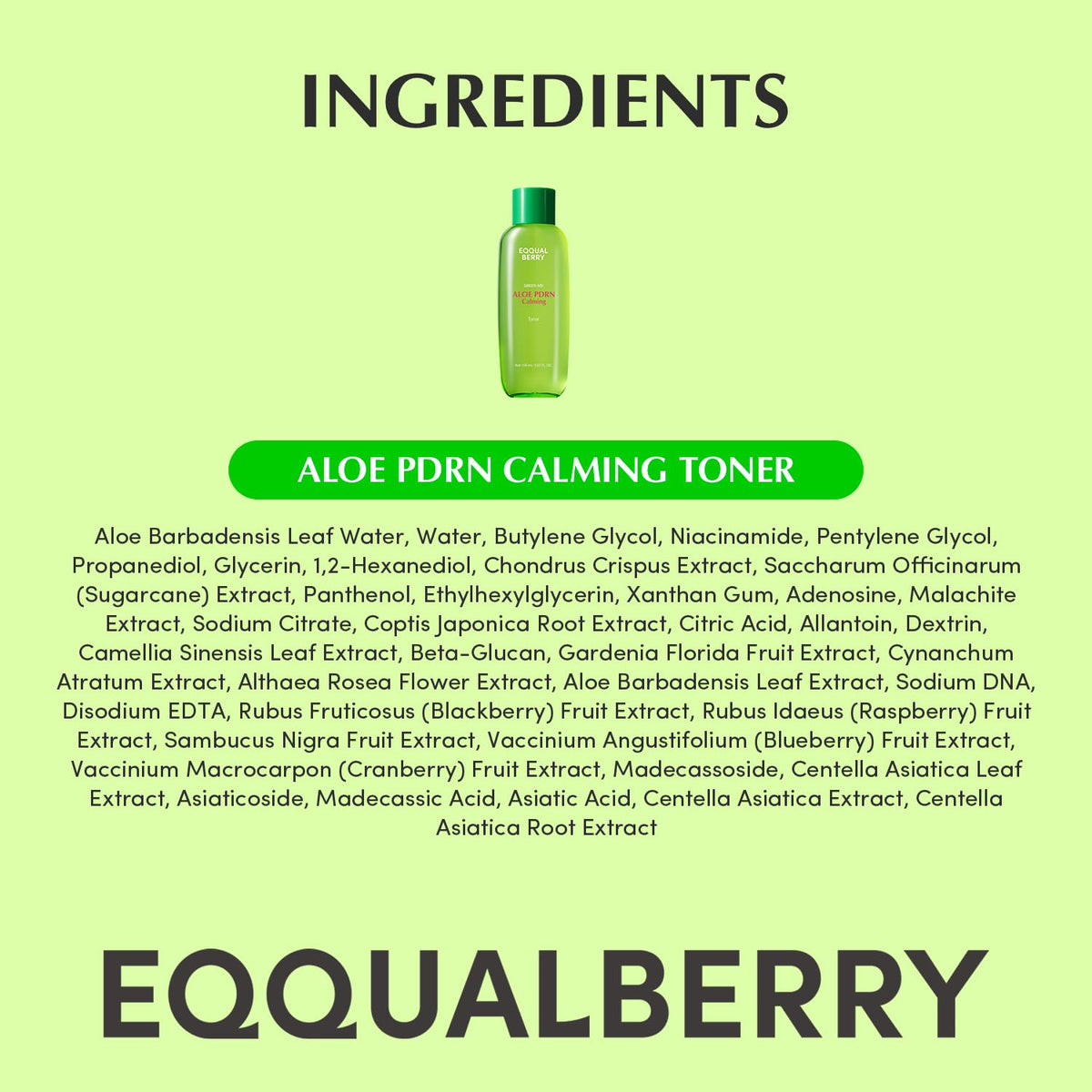 Suplement ​EQQUALBERRY Aloe PDRN Calming Toner, for Sensitive, Instant Relief & Cooling | Non-Comedogenic & Fungal Acne Safe, Skin Barrier Repair - VelvetGlow USA