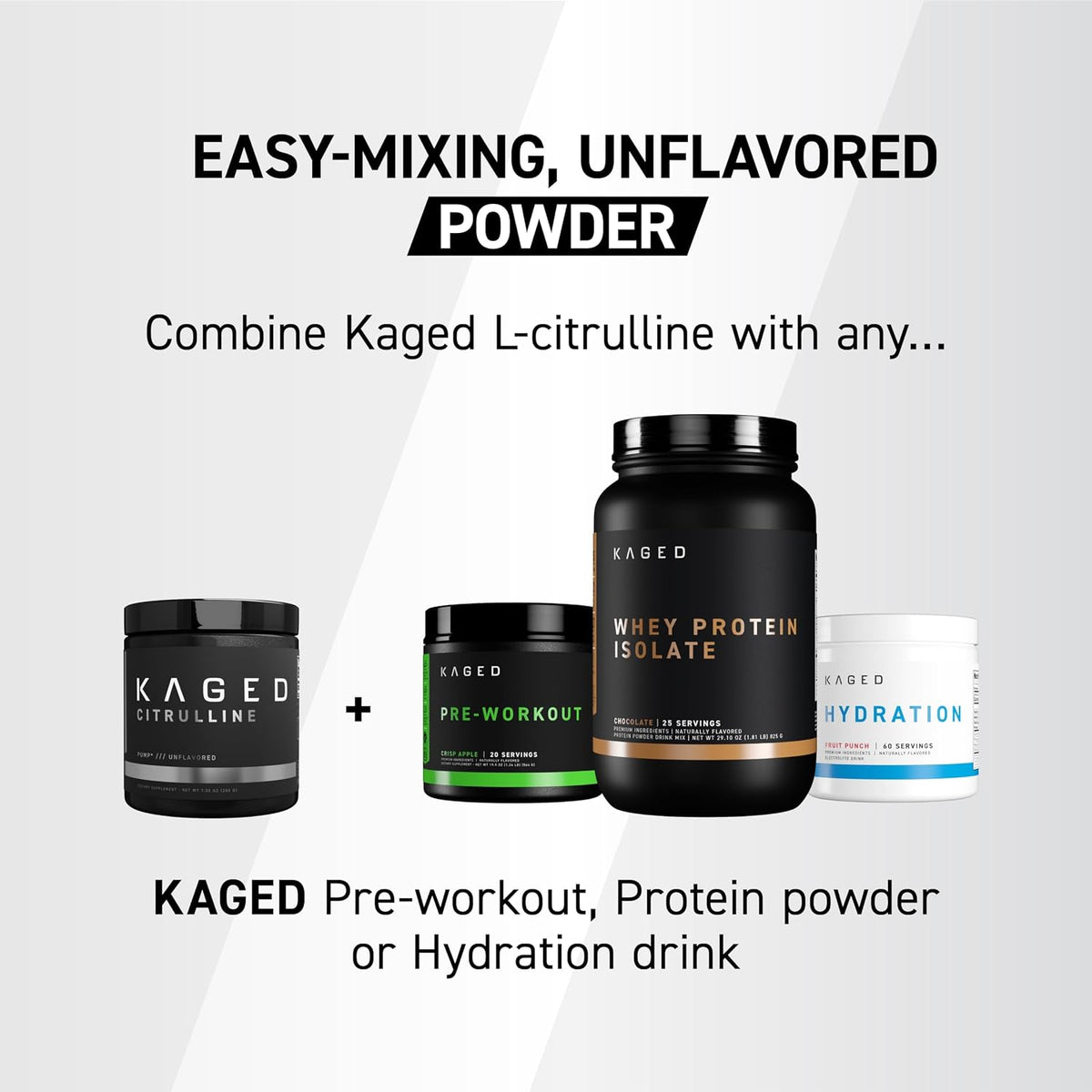 Kaged L-Citrulline Powder | Nitric Oxide Booster | Enhanced Pumps | Improve Muscle Vascularity | Supplements for Men & Women | Unflavored | 100 Servings